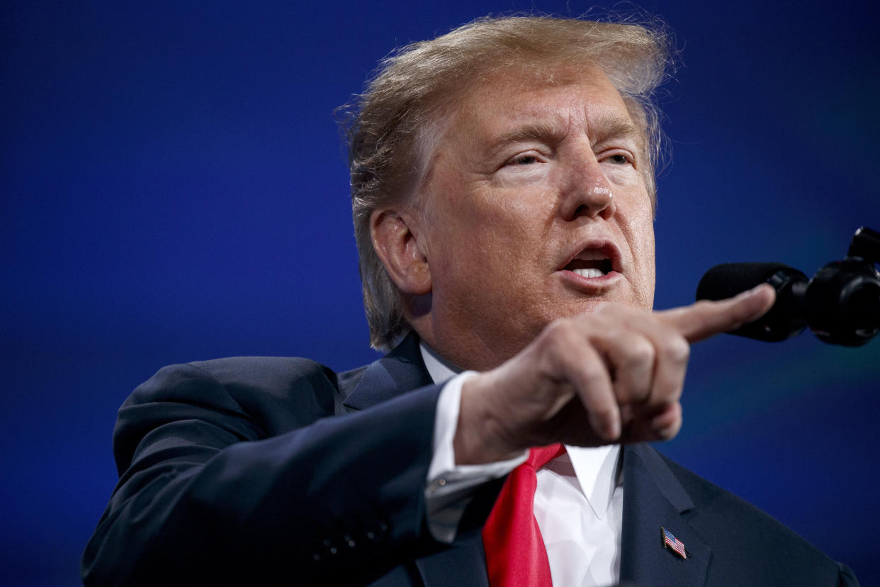 President Donald Trump speaks to the annual meeting of the National Rifle Association, Friday, April 26, 2019, in Indianapolis. (Photo: Evan Vucci/AP)