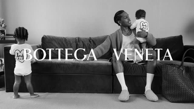 <p>Carrie Mae Weems/Bottega Veneta</p> A$AP Rocky with sons RZA and Riot Rose in Bottega Veneta's Father's Day 2024 campaign