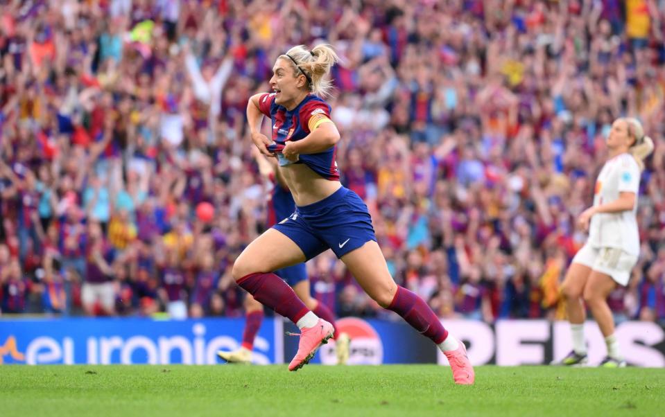 Substitute Alexia Putellas celebrates scoring Barcelona's second goal