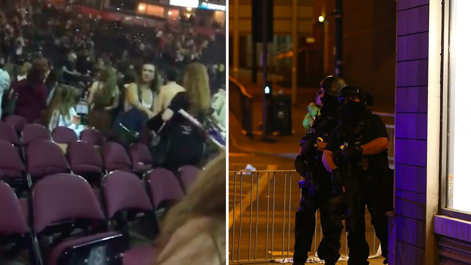 The blast sent panic through Manchester Arena, with thousands seen fleeing the venue. Source: Facebook