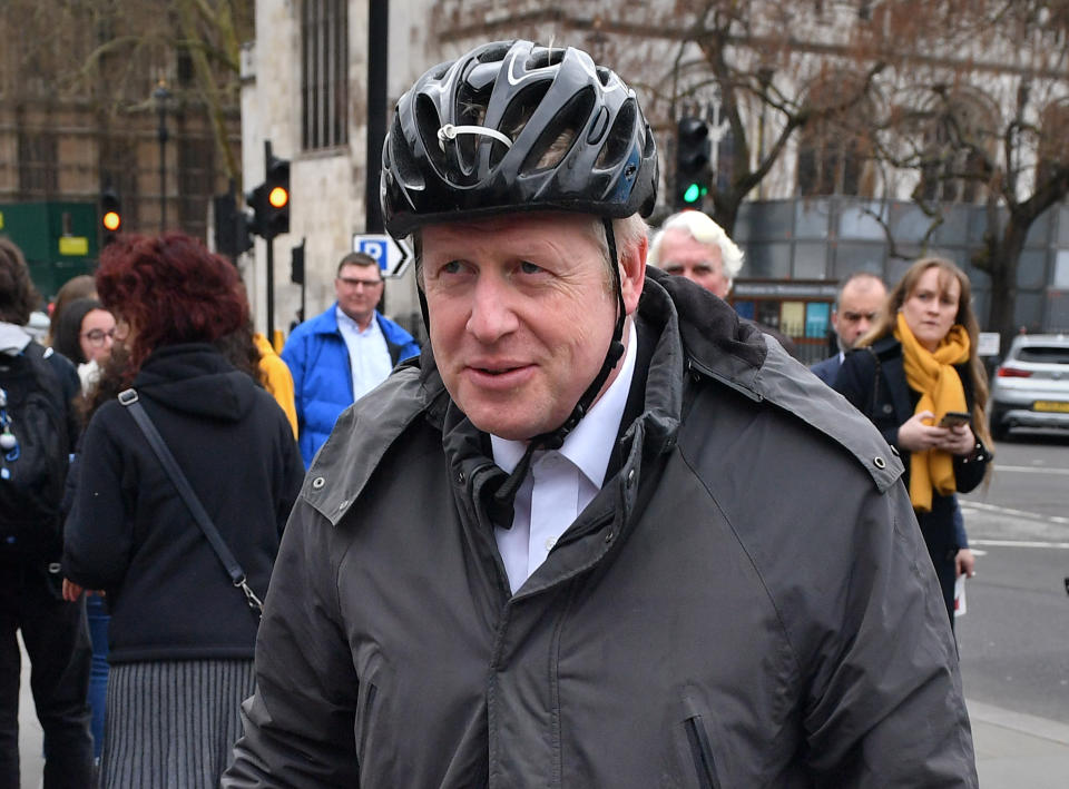 Boris Johnson arrives at the Houses of Parliament in Westminster on the day that MPs will be asked to consider a range of alternative Brexit options after Parliament seized control of the Commons agenda to force a series of "indicative votes".