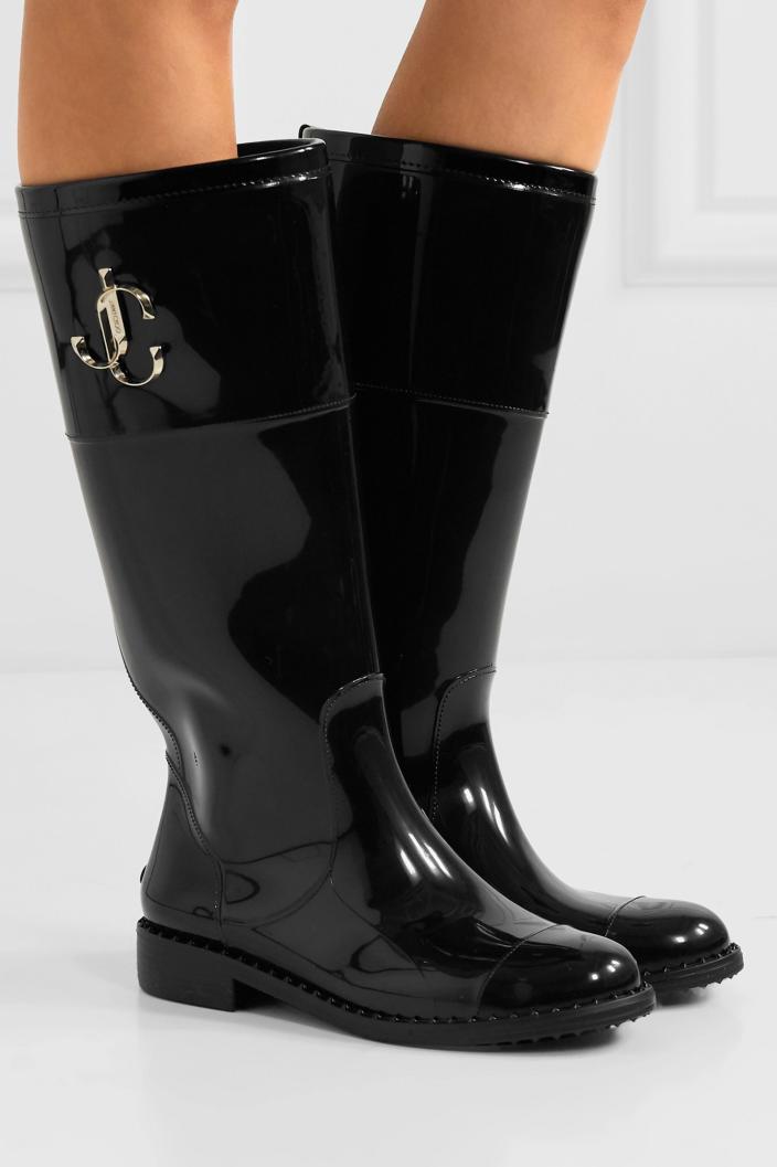 Jimmy Choo Edith logo-embellished faux patent-leather rain boots