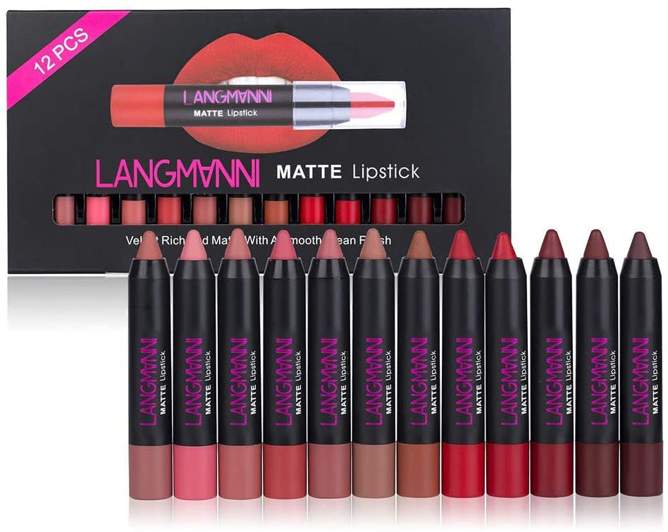 Becoler 12PCS Matte Velvet Lipsticks Impermeable/amazon.com.mx