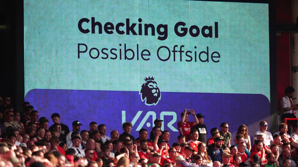 A VAR check for possible offside on a goal scored by Nottingham Forest's Willy Boly against Chelsea earlier this year. - Mike Egerton/PA