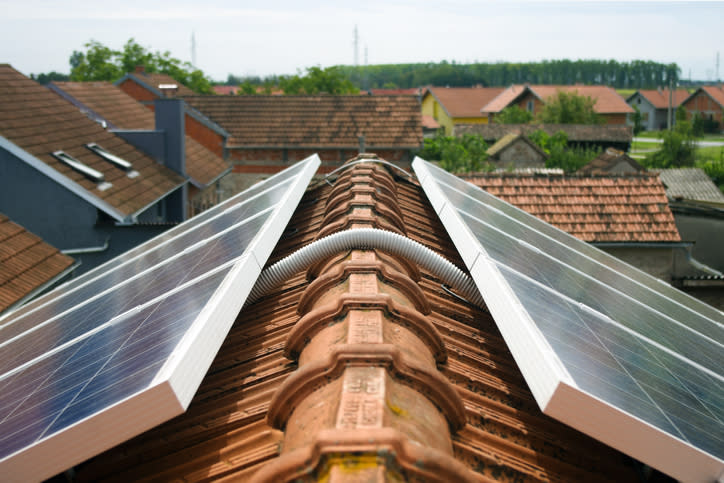 Rooftop solar panels.