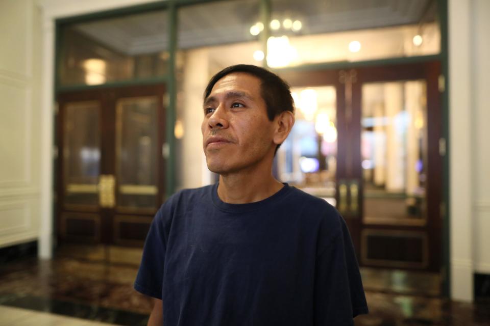 Forty-two-year-old Daniel Matias Juan of Guatemala shortly after a Memphis Immigration Court judge denied his asylum claim and ordered him and his 16-year-old son Bryan deported. The father said he trusted God would help him win the case on appeal, and he also counted on the help of his lawyer, Kathryn Maceri. 