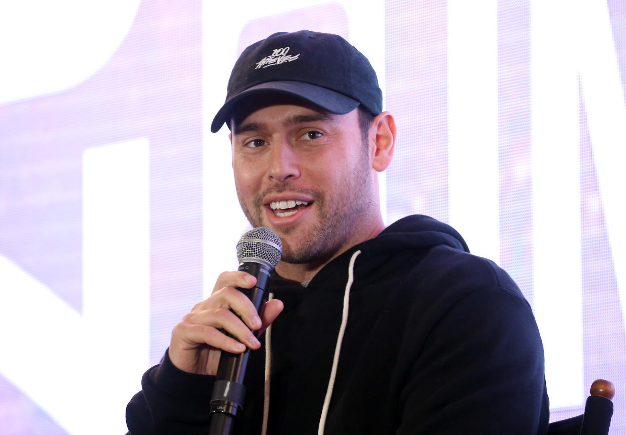 HOLLYWOOD, CALIFORNIA - NOVEMBER 21: Scooter Braun speaks onstage during the Hollywood Chamber of Commerce 2019 State of The Entertainment Industry Conference held at Lowes Hollywood Hotel on November 21, 2019 in Hollywood, California. (Photo by Michael Tran/Getty Images)