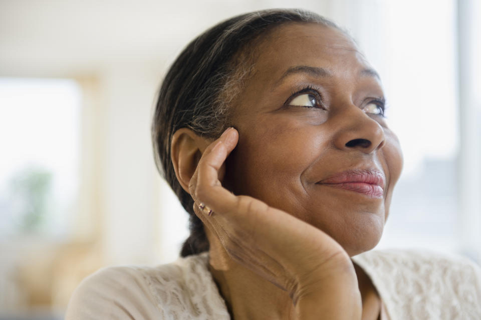 older woman with soft eye shadow color 