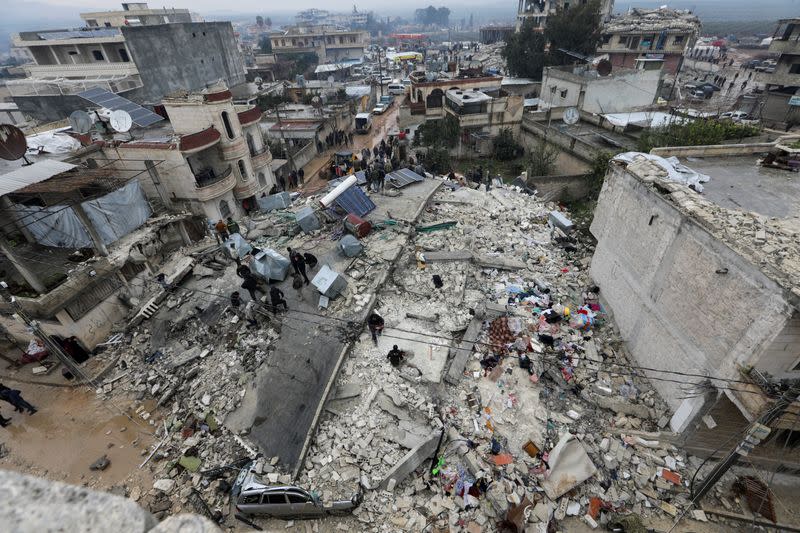 Aftermath of an earthquake, in rebel-held town of Jandaris