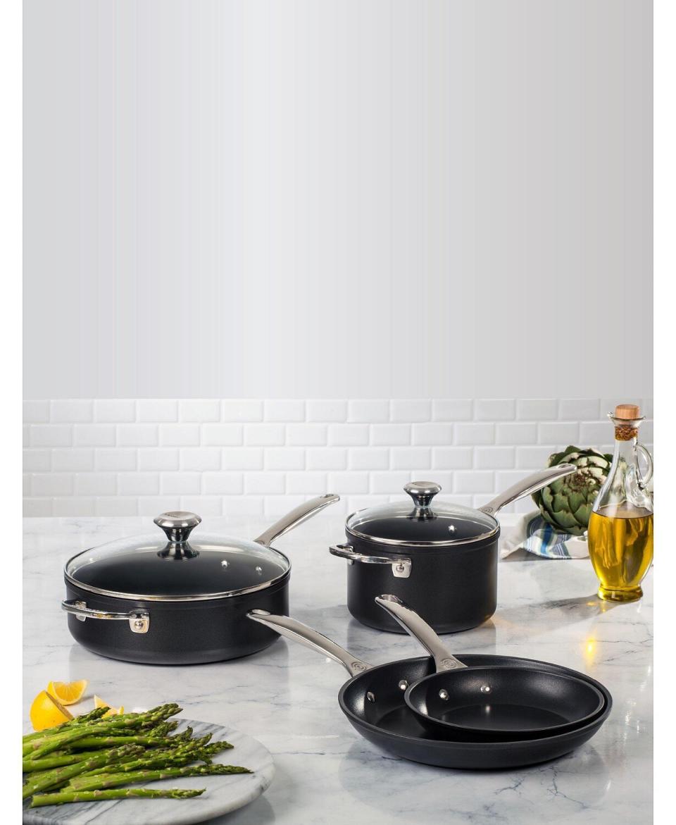For those who are practically chefs in the kitchen and into investing in the right cookware, this Le Creuset set features a toughened non-stick surface and responses well to quick changes in heat (like when you're switching from high heat to low). You're getting two fry pans, a sauce pan and saut&eacute; pan with this set. <a href="https://fave.co/35KPhml" target="_blank" rel="noopener noreferrer">Originally $570, get it now for $297 at Macy's</a>. 