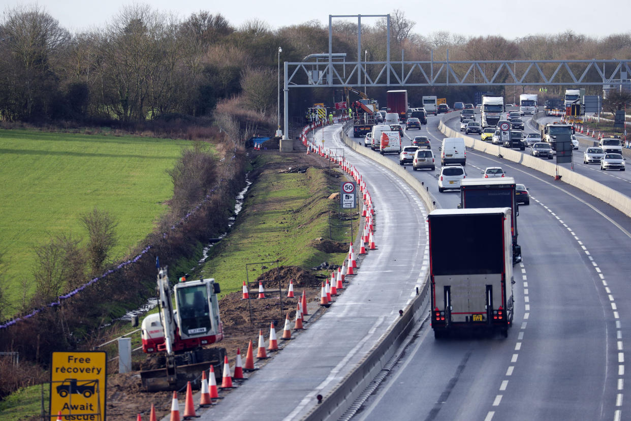 File photo dated 27/1/2010 of work continues near Wokingham, Berkshire, on turning the M4 Motorway into a digital Mototway. Britain's so-called smart motorways have been branded a "death trap" by MPs in a report which has prompted criticism of Highways England.