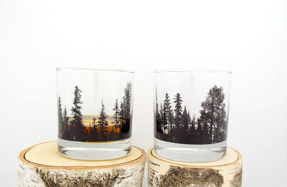 <a href="https://www.etsy.com/listing/240501211/whiskey-glasses-forest-landscape-screen" target="_blank">Shop them here</a>.&nbsp;