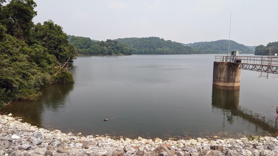 Lake Redman, on June 7, 2023, was already dawn down several feet for the Lake Williams dam replacement before the drought.