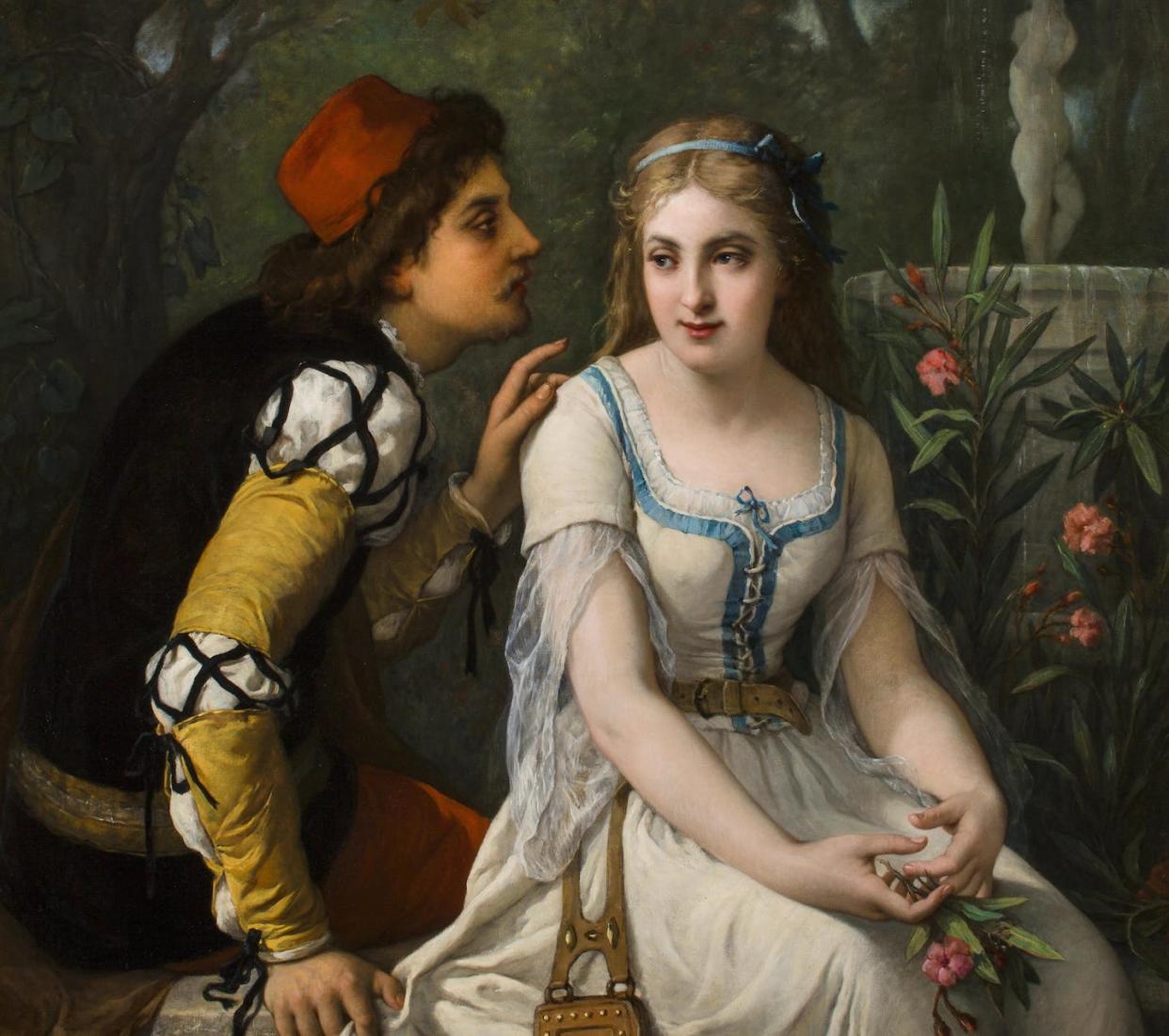 Jules Salles-Wagner's 1898 painting 'Romeo and Juliet.' <a href="https://commons.wikimedia.org/wiki/File:Jules_Salles-Wagner_Romeo_and_Juliet.jpg" rel="nofollow noopener" target="_blank" data-ylk="slk:Wikimedia Commons;elm:context_link;itc:0;sec:content-canvas" class="link ">Wikimedia Commons</a>