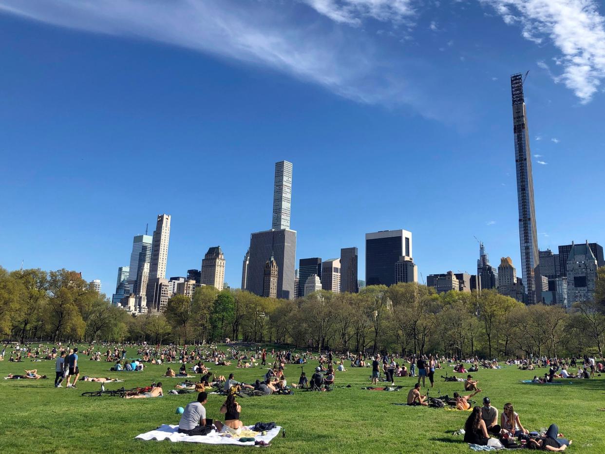 People relax in Central Park in New York City