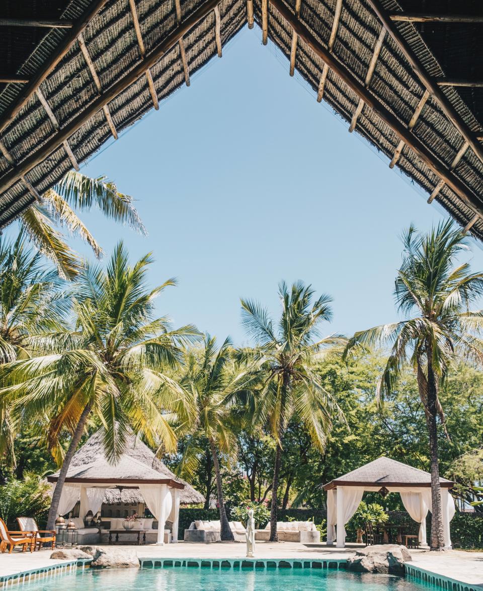 Poolside at Naomi Campbell's Kenyan retreat.