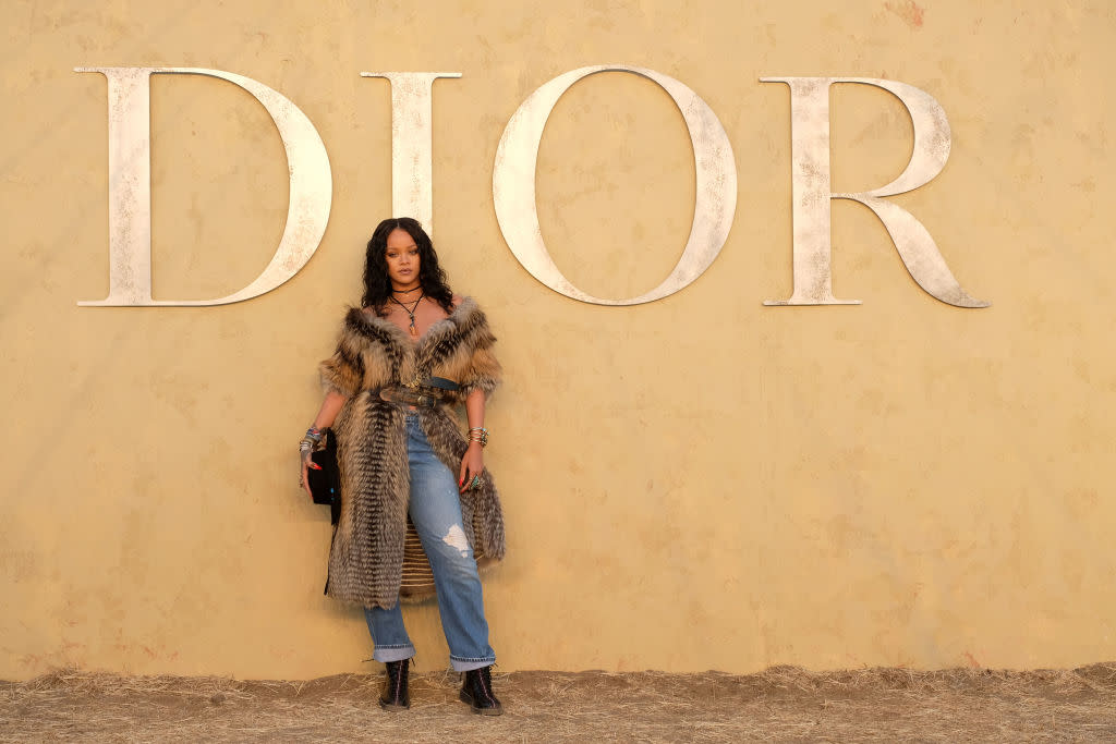 Rihanna Wore A Fur Jacket To Dior Show