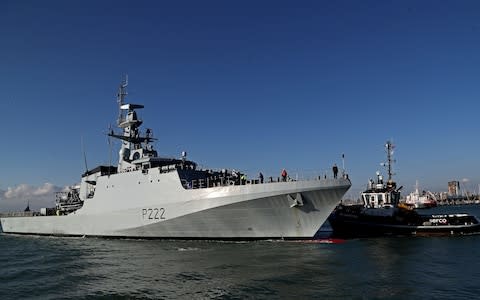 HMS Forth is the first of a batch of five gunboats designed to protect British fisheries - Credit: Gareth Fuller/PA