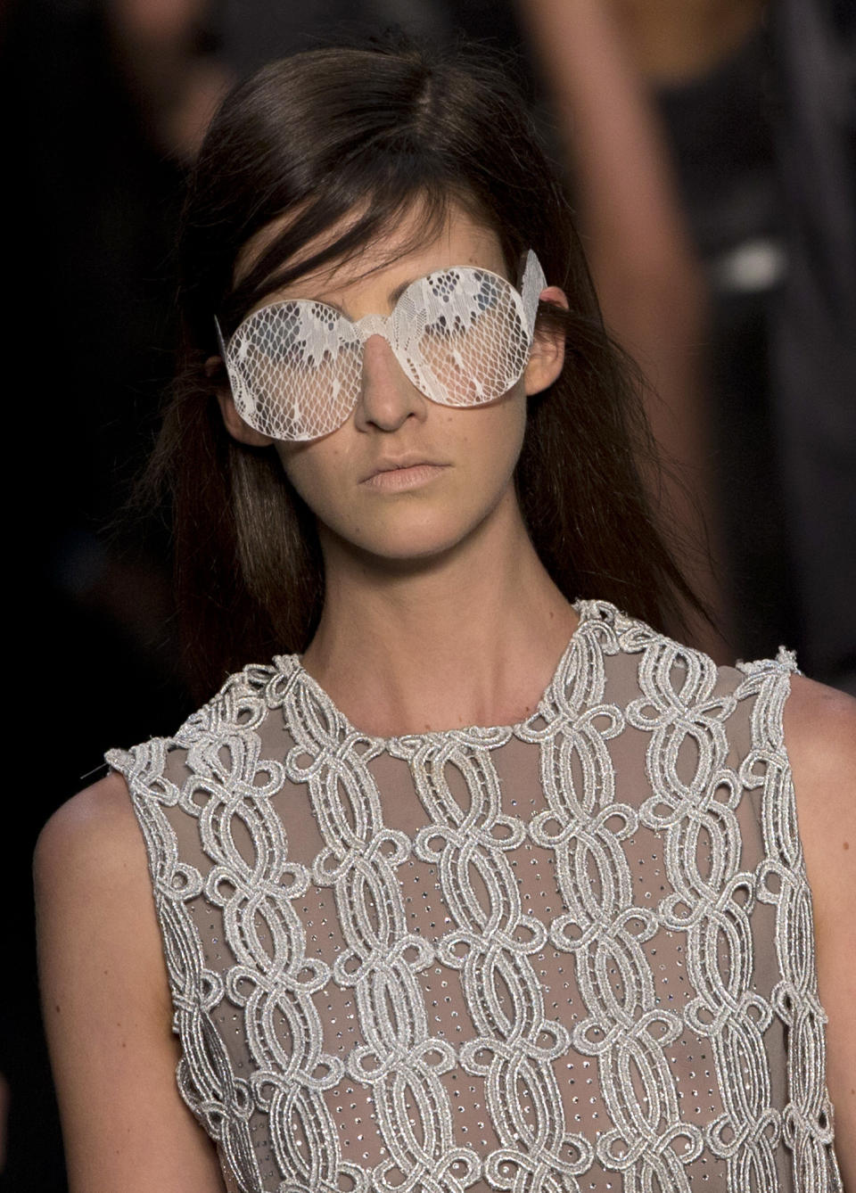 A model wears a creation from the Patachou winter collection during Fashion Rio, in Rio de Janeiro, Brazil, Friday, Nov. 9, 2012. (AP Photo/Silvia Izquierdo)