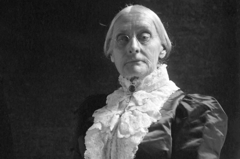 Portrait of women's suffragist Susan B. Anthony taken by renowned photographer Frances Benjamin Johnston between 1900 and 1906. On this day in 1872, Anthony was fined for voting in an election in Rochester, N.Y. She refused to pay the fine and a judge allowed her to go free. File Photo by Library of Congress/UPI