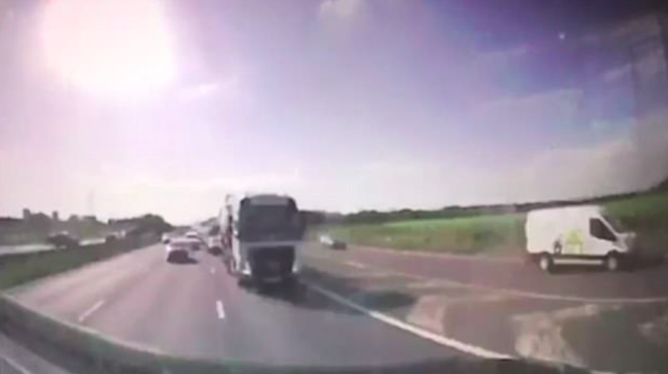 <em>Michael Hughes fell asleep at the wheel and his lorry veered into oncoming traffic on the M62 (Grab)</em>