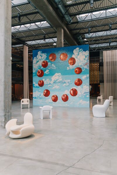 Argentine artist Andrés Reisigner took over the atrium, stepping out of the digital space most know him for and designing 12 unique chairs for the physical world. They’re intended for more than just resting your legs, though, and are actually meditation seats.