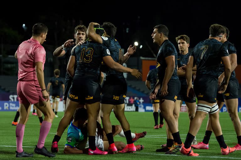 El festejo en una noche con 14 tries anotados por la franquicia argentina en la Super Liga