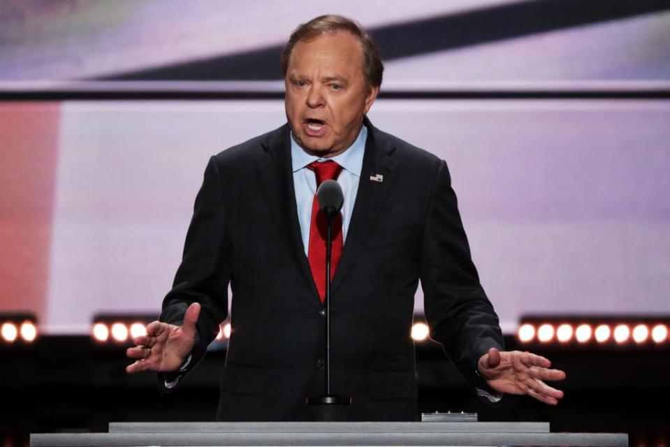 Harold Hamm, CEO of <a href="https://fortune.com/company/continental-resources/" target="_blank">Continental Resources</a> Shale Oil Company, delivers a speech at the RNC.