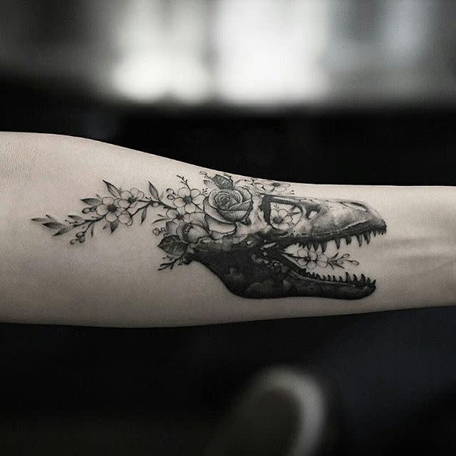 Floral Dragon Skull