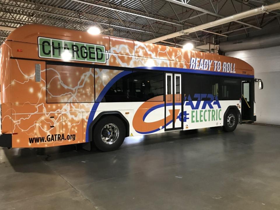 This is one of six electric buses GATRA is running in Taunton and Raynham, seen here on Thursday, Sept. 22, 2022.