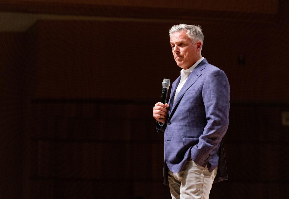 Jon Huntsman Jr., former Utah governor and former U.S. ambassador to Singapore, China and Russia, speaks at Utah Valley University on Thursday, June 9, 2022, at the first China Challenge Summit, hosted by World Trade Center Utah and UVU. | Jay Drowns, Utah Valley University