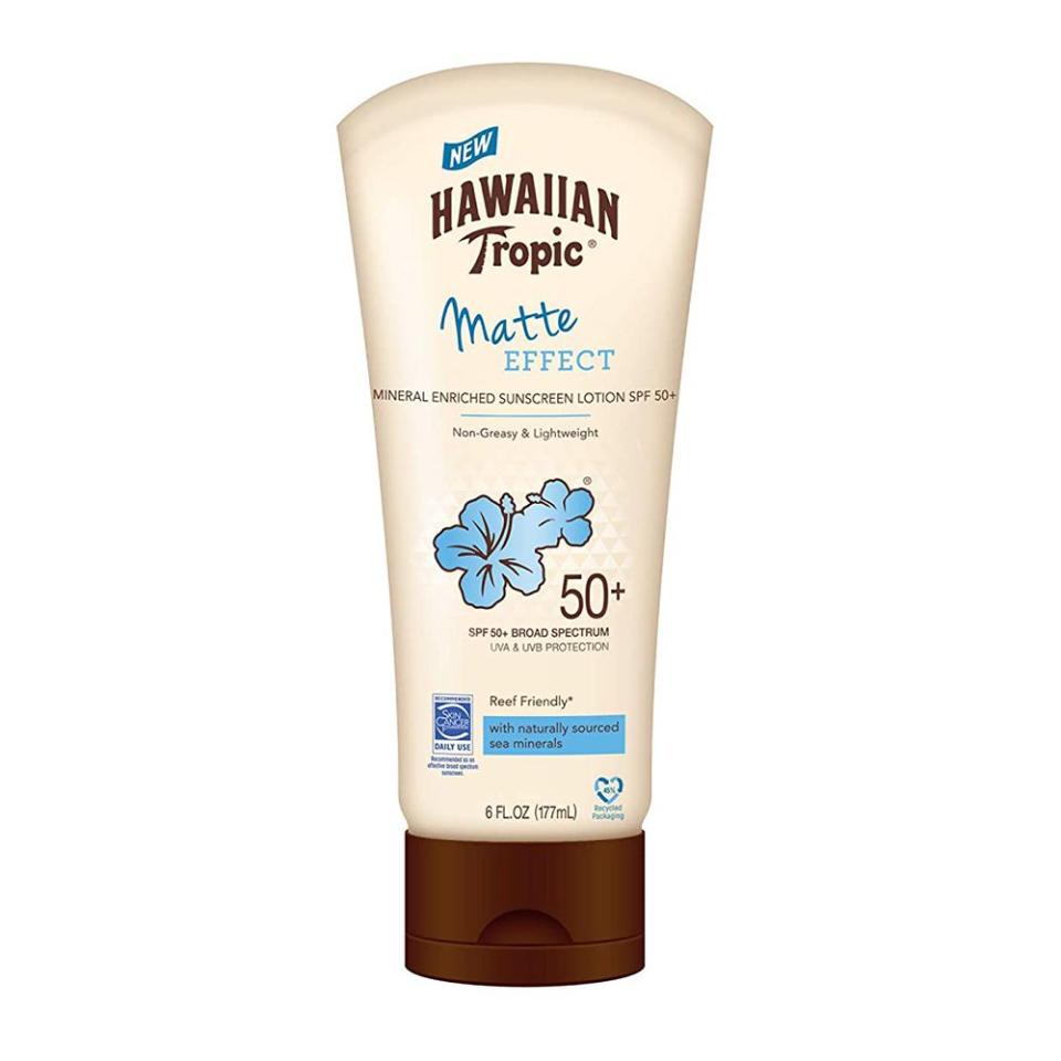 <p><a href="https://www.amazon.com/Hawaiian-Tropic-Effect-Sunscreen-Lotion/dp/B07YP575PH/?tag=syn-yahoo-20&ascsubtag=%5Bartid%7C10055.g.1288%5Bsrc%7Cyahoo-us" rel="nofollow noopener" target="_blank" data-ylk="slk:Shop Now;elm:context_link;itc:0;sec:content-canvas" class="link ">Shop Now</a></p><p>Matte Effect Sunscreen Lotion SPF 50</p><p>amazon.com</p><p>$18.24</p><span class="copyright">Hawaiian Tropic</span>