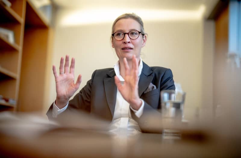 Co-Leader Of The Far-Right Alternative For Germany (Afd) Party Alice Weidel Speaks During An Interview In Her Office In The German Bundestag. The Co-Leader Of The Far-Right Alternative For Germany (Afd) Defended Her Party'S Stance Toward Russia In A Weekend Interview With Dpa, Denying Allegations That Afd Politicians Are Too Cozy With The Kremlin. Michael Kappeler/Dpa