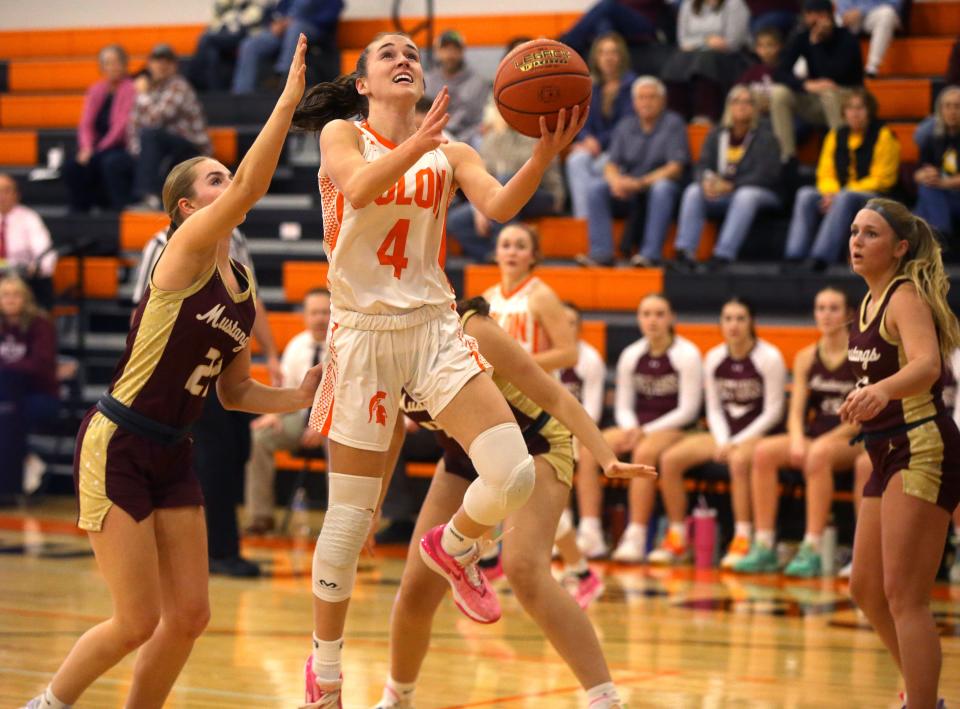 Solon’s Hailey Miller (4) scored 13 points-- the second-most for the Spartans--against Davis County on Wednesday.