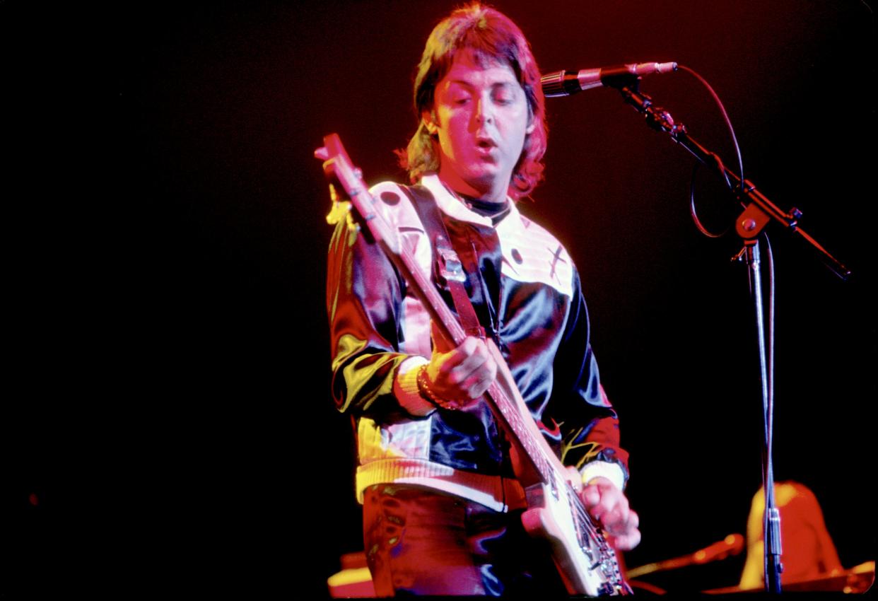 Paul McCartney performs live with Wings in Fort Worth, Texas, on May 3, 1976.