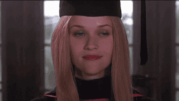 Elle Woods in "Legally Blonde" giving her graduation speech from law school