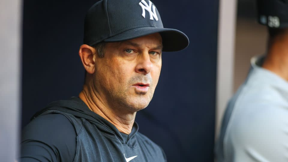 Boone in the dugout before a game against the Atlanta Braves at Truist Park on August 16. - Brett Davis/USA TODAY Sports/Reuters