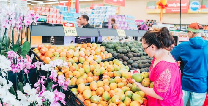 Woman looking at produce