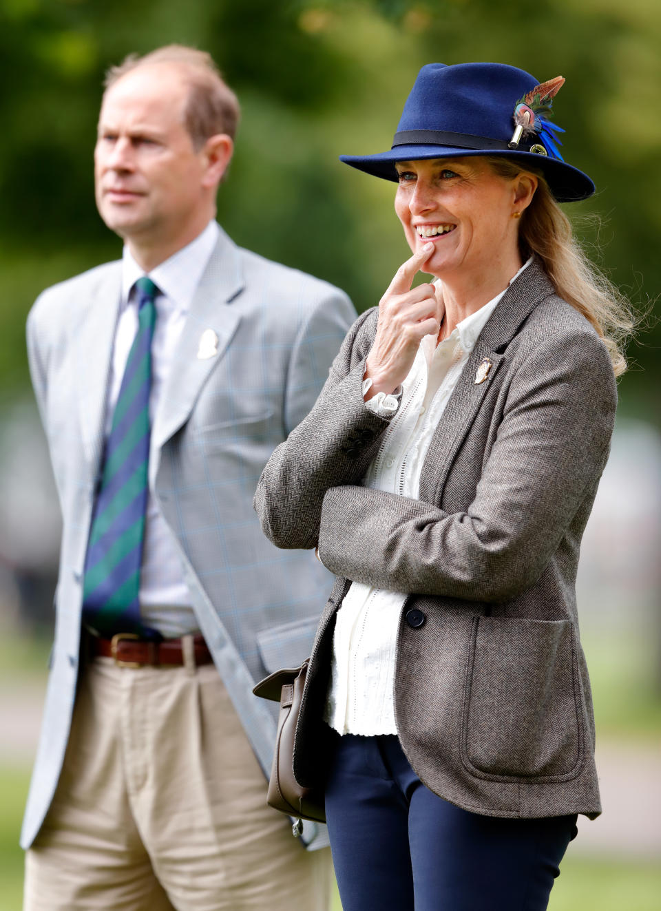 WINDSOR, UNITED KINGDOM - JULY 03: (EMBARGOED FOR PUBLICATION IN UK NEWSPAPERS UNTIL 24 HOURS AFTER CREATE DATE AND TIME) Prince Edward, Earl of Wessex and Sophie, Countess of Wessex watch the carriage driving marathon event as they attend day 3 of the Royal Windsor Horse Show in Home Park, Windsor Castle on July 3, 2021 in Windsor, England. (Photo by Max Mumby/Indigo/Getty Images)