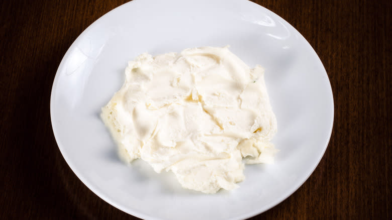 Goat milk butter on plate
