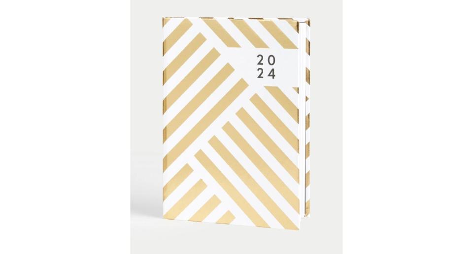 2024 Small A6 Week to View Diary - Gold Geometric Design