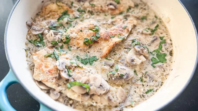 pan of chicken marsala