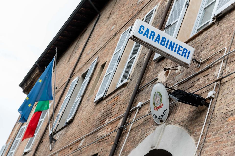 PIACENZA, ITALY - JULY 24: An exterior view of the via Caccialupo Carabinieri station in Piacenza on July 24, 2020 in Piacenza, Italy. The building has been seized after a group of Carabinieri have been arrested after investigators uncovered a raft of alleged crimes. (Photo by Marco Mantovani/Getty Images)