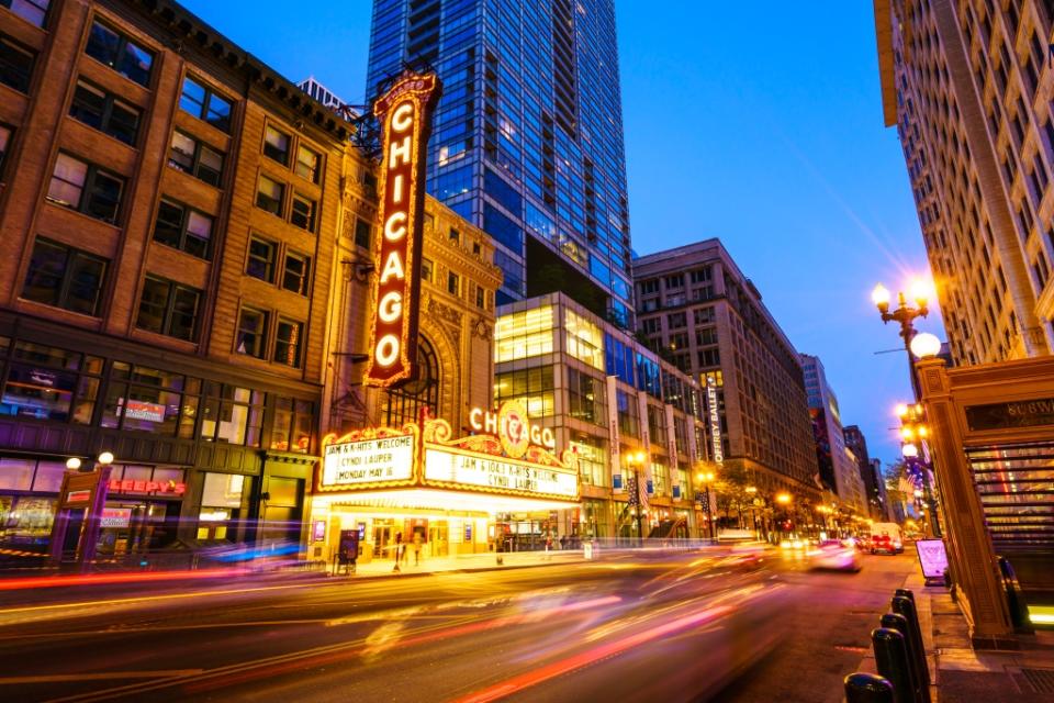 Chicago Theatre on North State Street via Getty Images