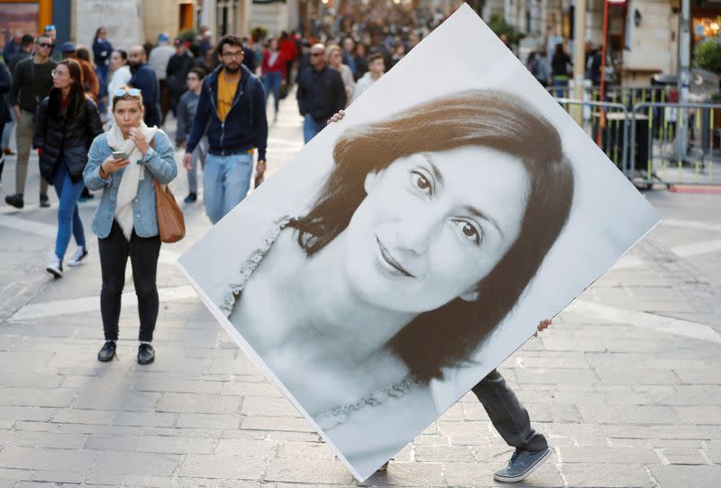 Demonstration to demand justice over the murder of journalist Daphne Caruana Galizia, in Valletta