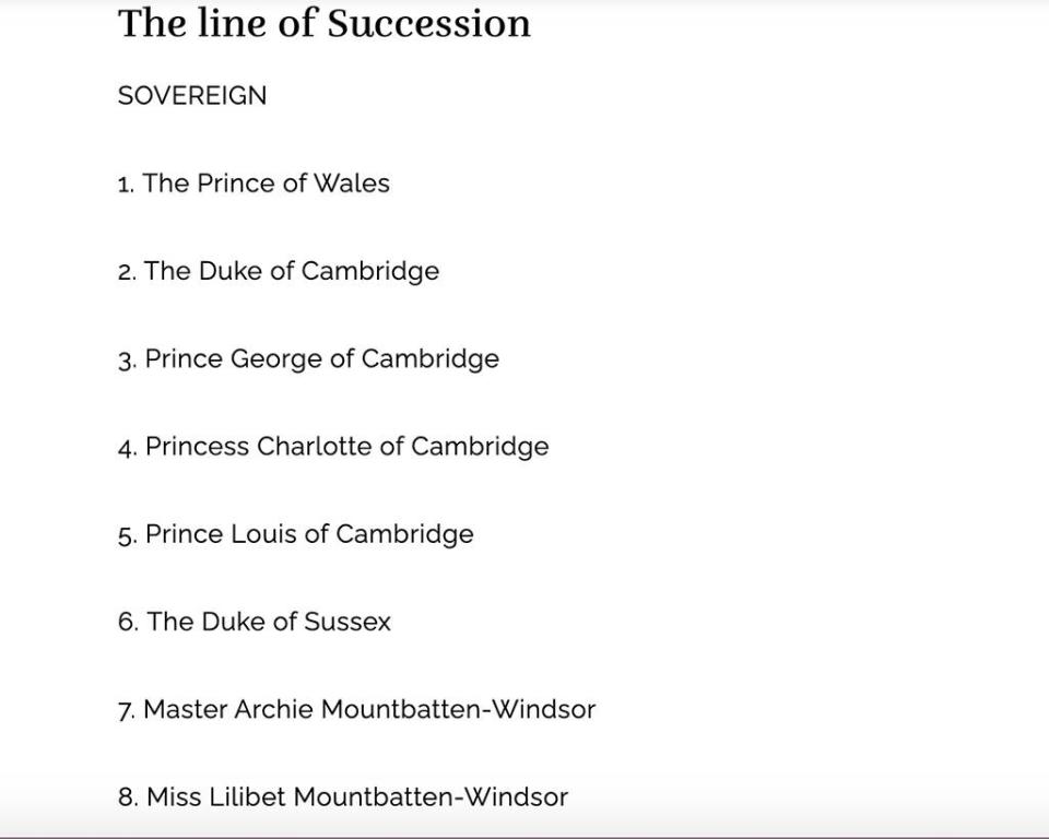 Royal Line of Succession