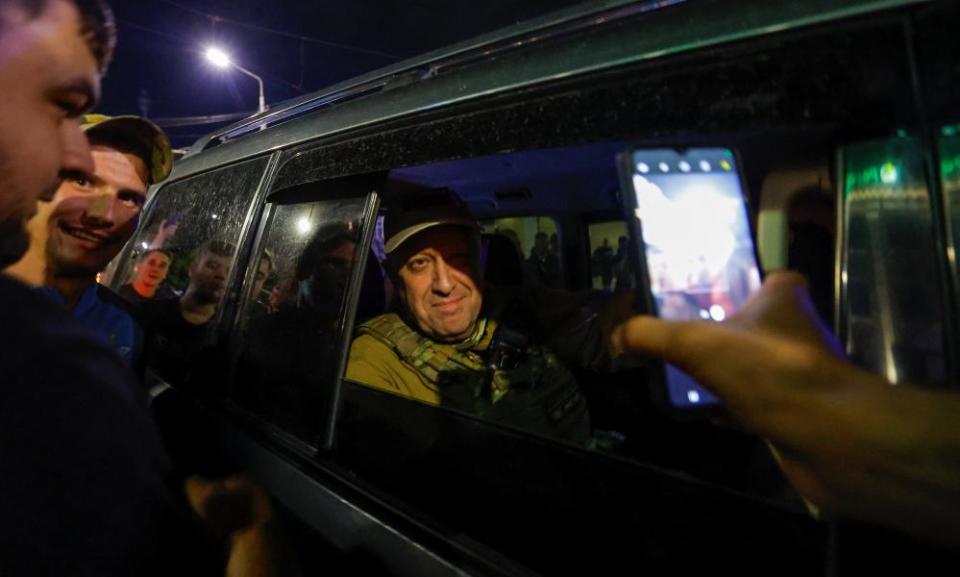 Yevgeny Prigozhin leaves in a car