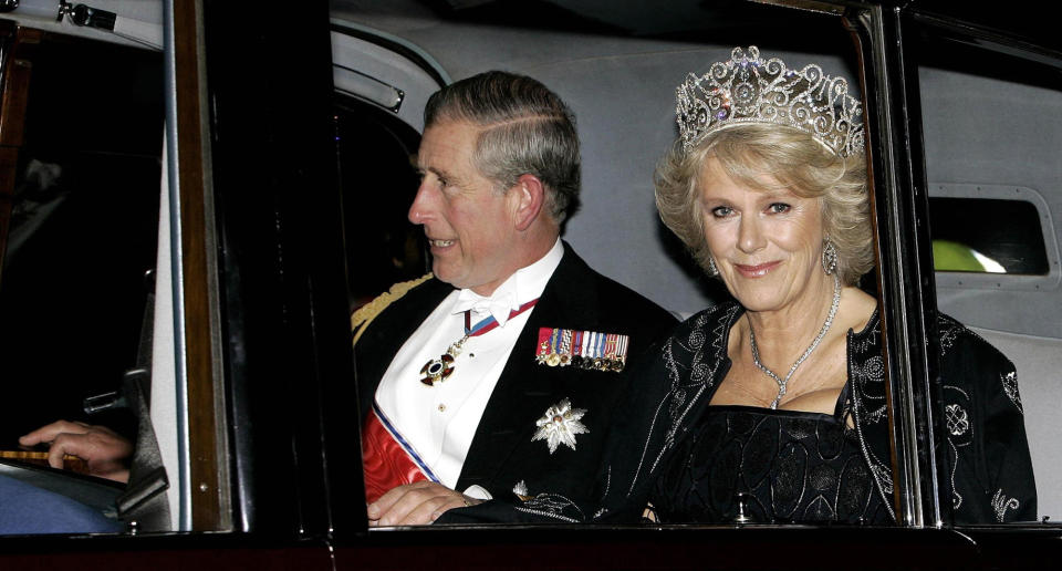 Prince Charles and The Duchess of Cornwall at a State Banquet in 2005 - Credit: AP