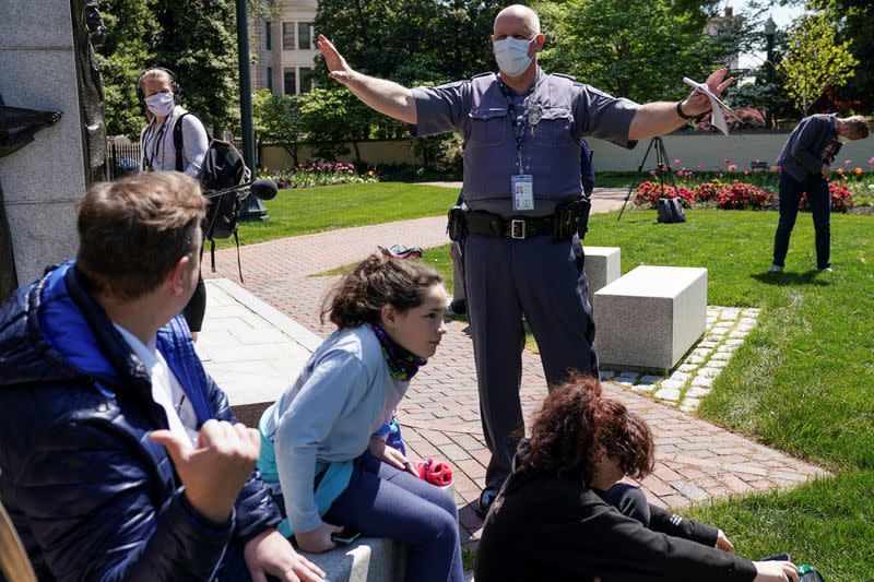 Demonstrators protest coronavirus lockdown measures in Richmond, Virginia