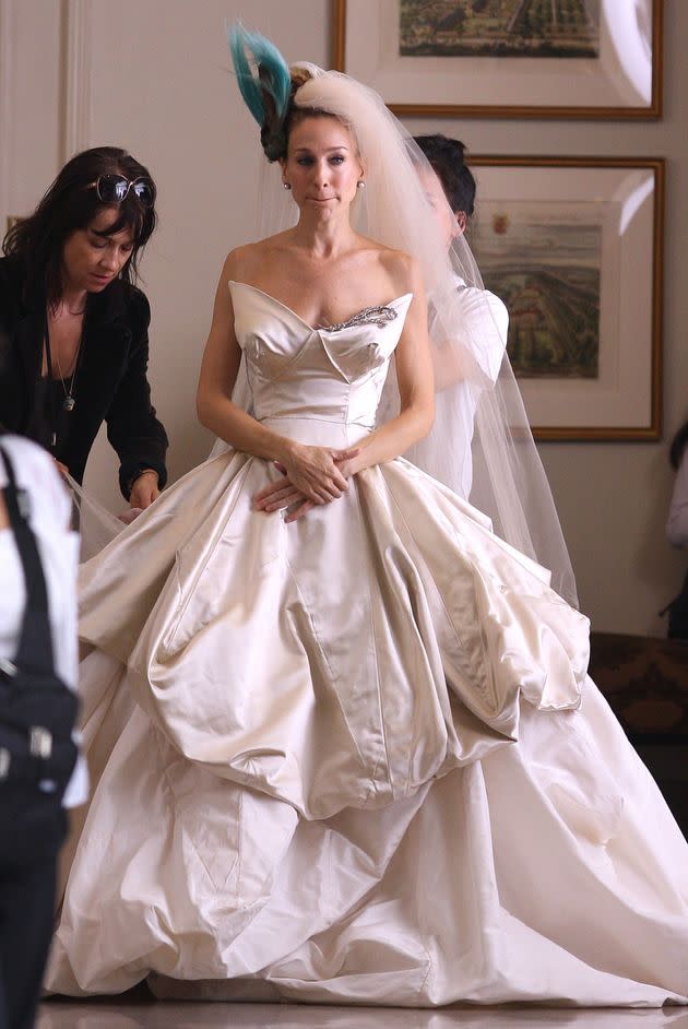 Filming the wedding scene for the first movie on Oct. 2, 2007. (Photo: James Devaney via Getty Images)